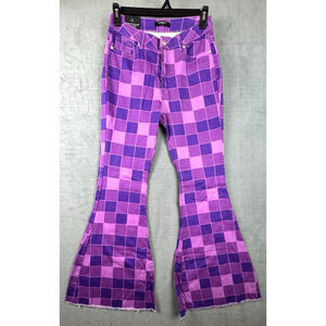 Women's American Bazi Los Angeles bottom Hippie Purple Checker Jeans Size L
